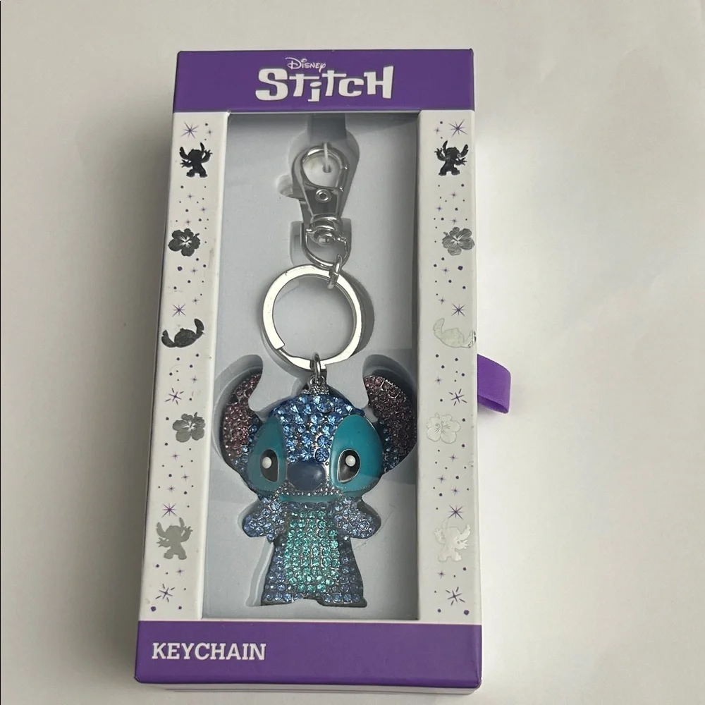 Disney (Lilo and)Stitch Blue and Purple Glitter Keychain / Clip on. new in box - Picture 1 of 2